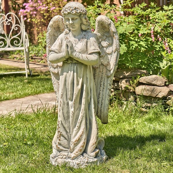 Gabriella Praying Angel Garden Statue Distressed Color Statuary Memorial